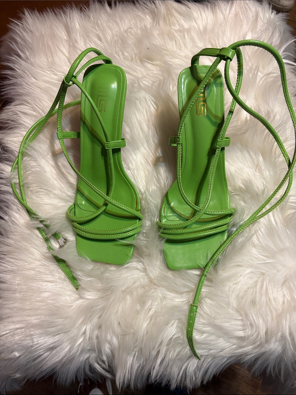 Lime Green Strappy Lace-Up Heels for Women